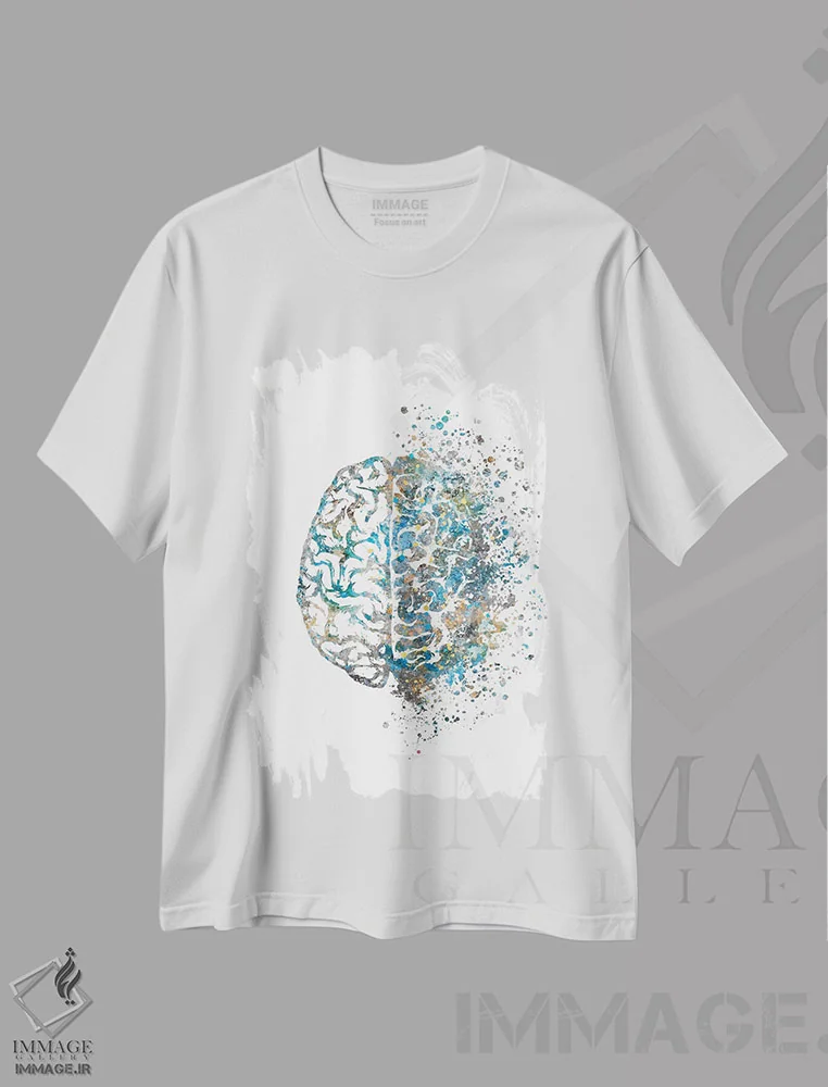تیشرت سفید طرح دار مغز، هنر دیجیتال اثر جنفی آرت | immage.ir