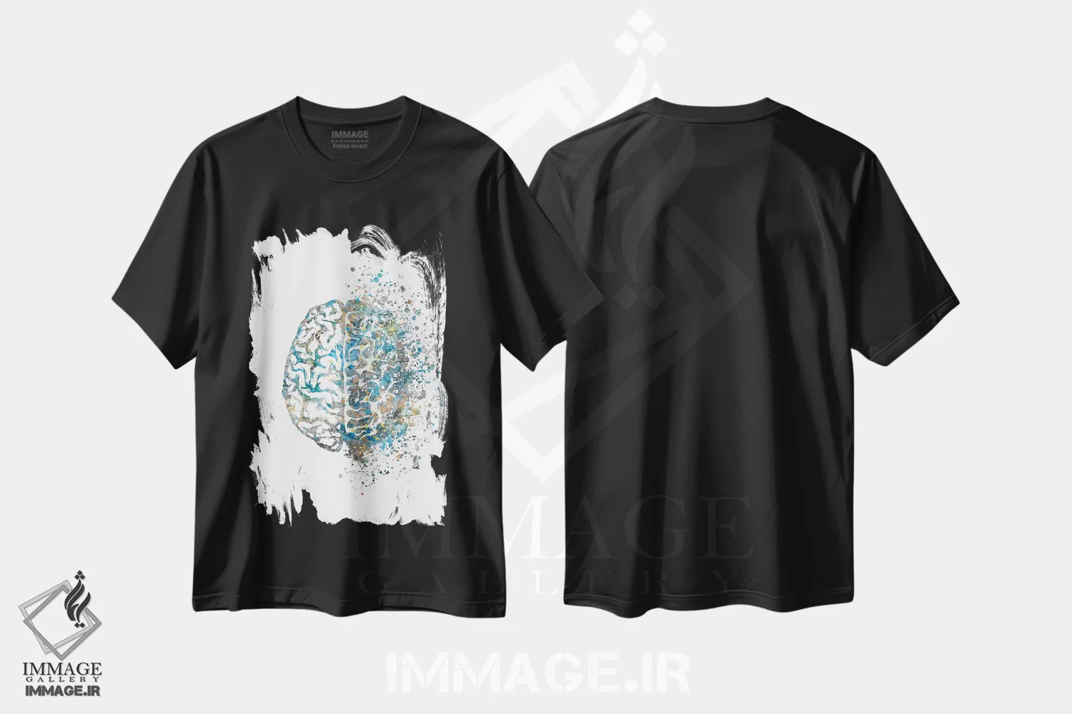 تیشرت مشکی طرح دار مغز، هنر دیجیتال اثر جنفی آرت | فروشگاه ایماژ