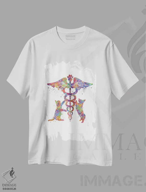 تیشرت سفید طرح دار کادوسئوس دامپزشکی گربه، هنر دیجیتال اثر جنفی آرت | فروشگاه ایماژ