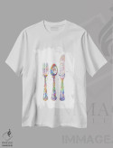 تیشرت سفید طرح دار قاشق و چنگال، هنر دیجیتال اثر جنفی آرت | فروشگاه ایماژ