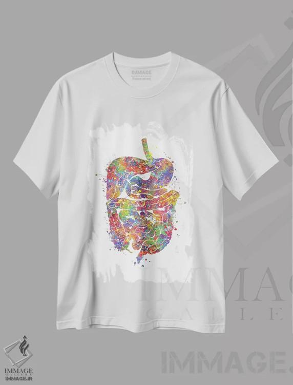 تیشرت سفید طرح دار مجرای گوارشی ۲، هنر دیجیتال اثر جنفی آرت | فروشگاه ایماژ