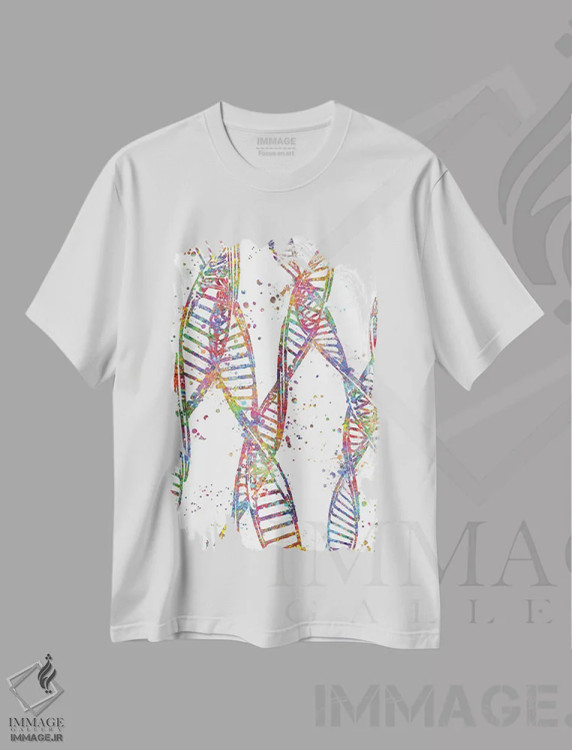 تیشرت سفید طرح دار دی ان ای انتزاعی، هنر دیجیتال اثر جنفی آرت | immage.ir
