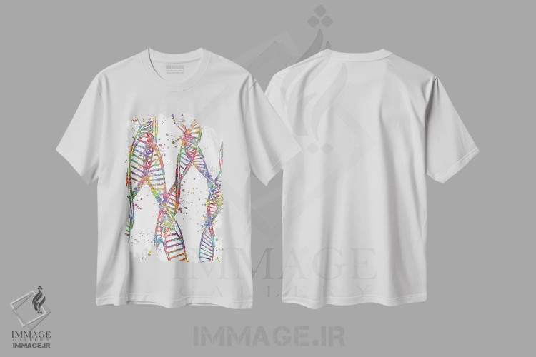 تیشرت سفید طرح دار دی ان ای انتزاعی، هنر دیجیتال اثر جنفی آرت | immage.ir