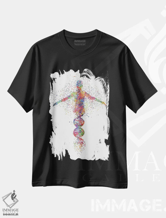 تیشرت مشکی طرح دار زن با دی ان ای، هنر دیجیتال اثر جنفی آرت | immage.ir