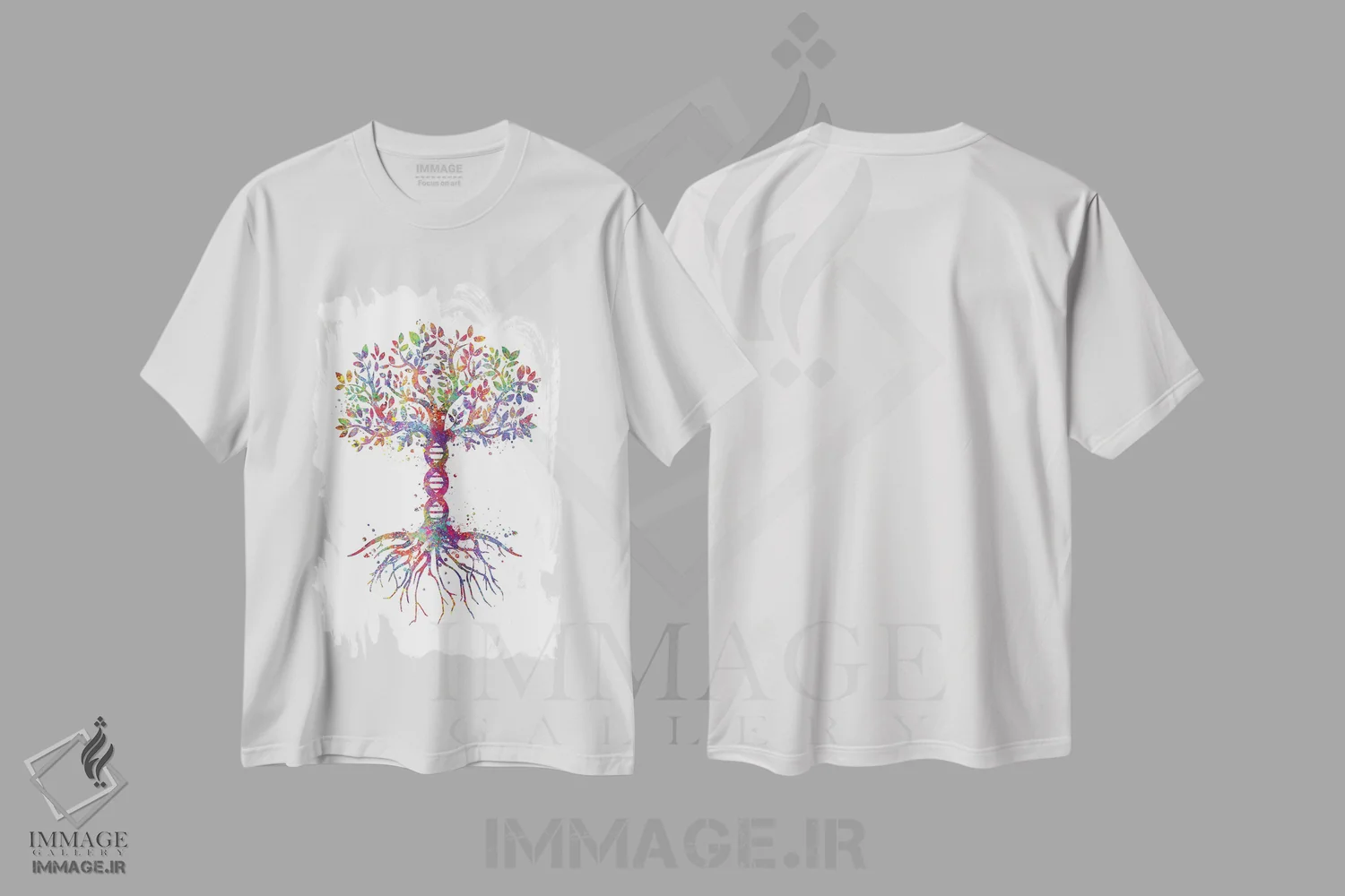 تیشرت سفید طرح دار درخت دی ان ای، هنر دیجیتال اثر جنفی آرت | immage.ir