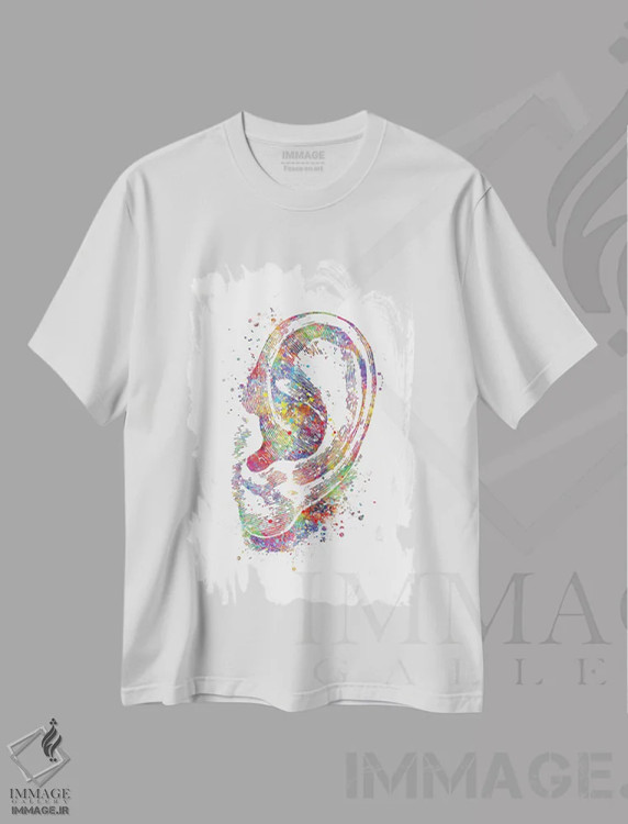 تیشرت سفید طرح دار گوش، هنر دیجیتال اثر جنفی آرت | فروشگاه ایماژ