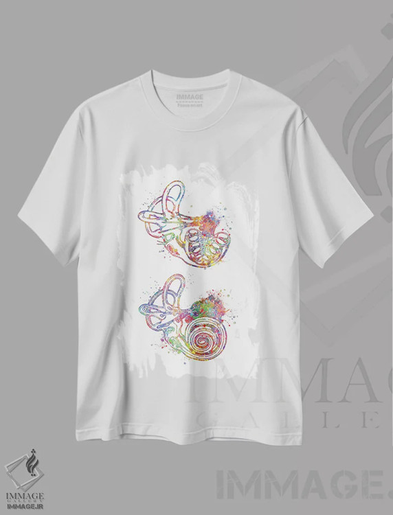 تیشرت سفید طرح دار گوش داخلی ۲، هنر دیجیتال اثر جنفی آرت | فروشگاه ایماژ