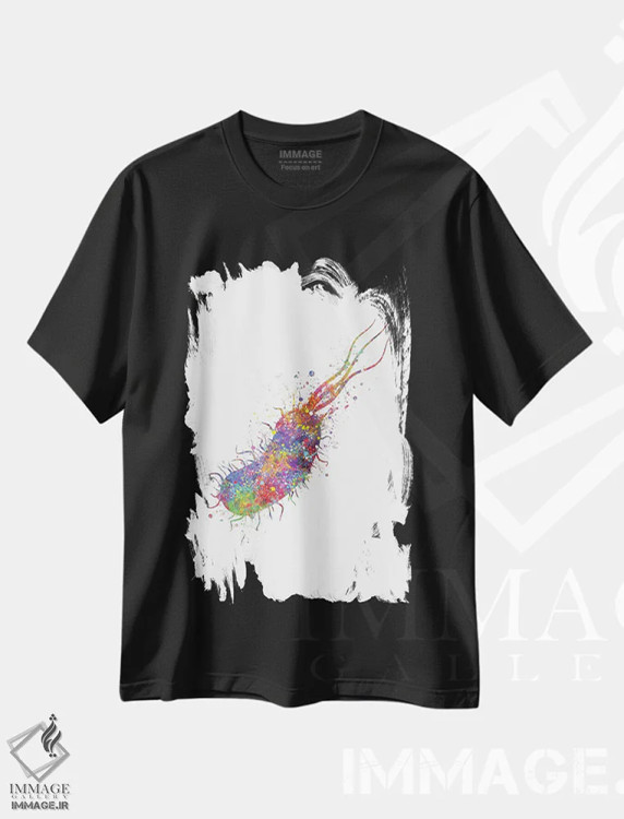 تیشرت مشکی طرح دار باکتری، هنر دیجیتال اثر جنفی آرت | immage.ir