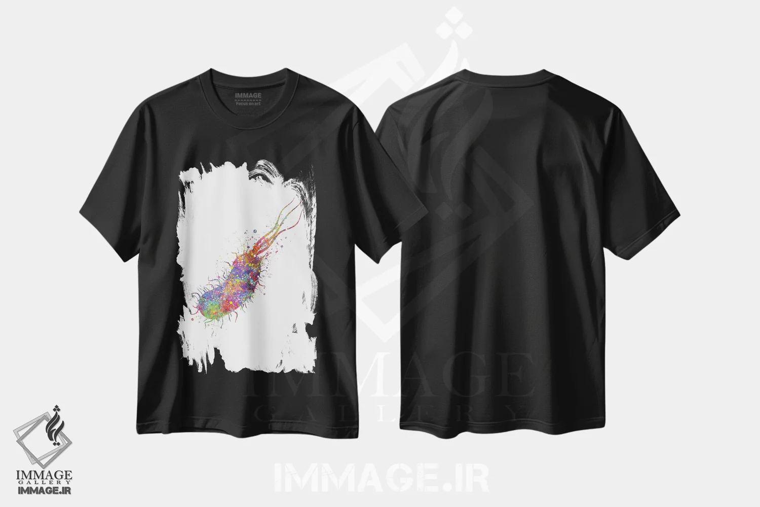 تیشرت مشکی طرح دار باکتری، هنر دیجیتال اثر جنفی آرت | immage.ir