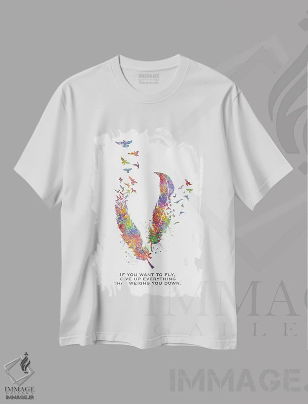 تیشرت سفید طرح دار نقل قول پر، هنر دیجیتال اثر جنفی آرت | فروشگاه ایماژ