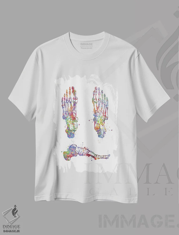 تیشرت سفید طرح دار استخوان پا ۱، هنر دیجیتال اثر جنفی آرت | immage.ir