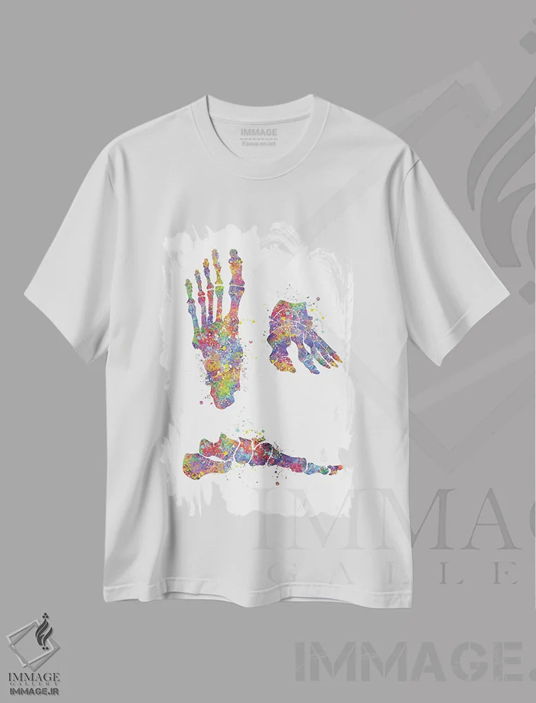 تیشرت سفید طرح دار استخوان پا ۲، هنر دیجیتال اثر جنفی آرت | فروشگاه ایماژ