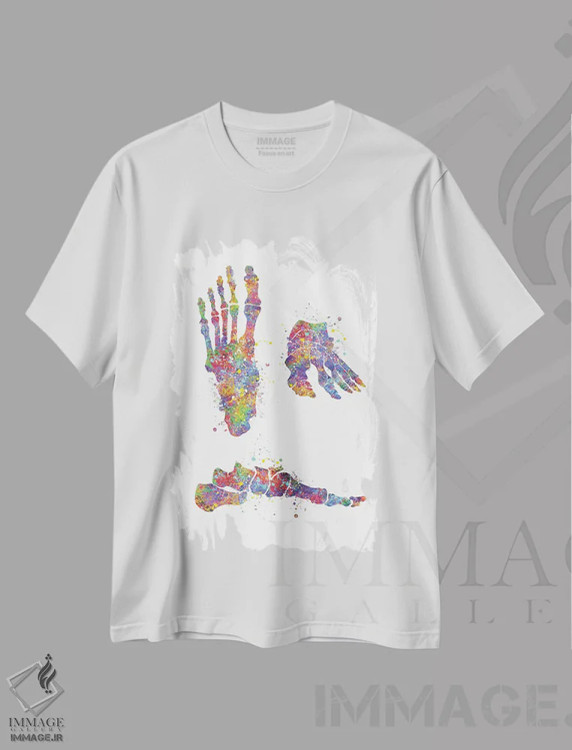 تیشرت سفید طرح دار استخوان پا ۲، هنر دیجیتال اثر جنفی آرت | فروشگاه ایماژ