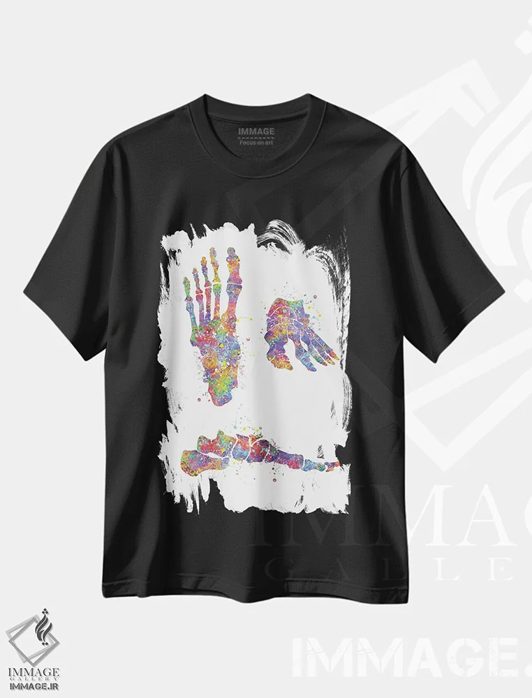 تیشرت مشکی طرح دار استخوان پا ۲، هنر دیجیتال اثر جنفی آرت | immage.ir