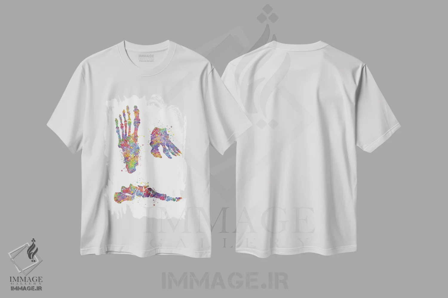تیشرت سفید طرح دار استخوان پا ۲، هنر دیجیتال اثر جنفی آرت | فروشگاه ایماژ