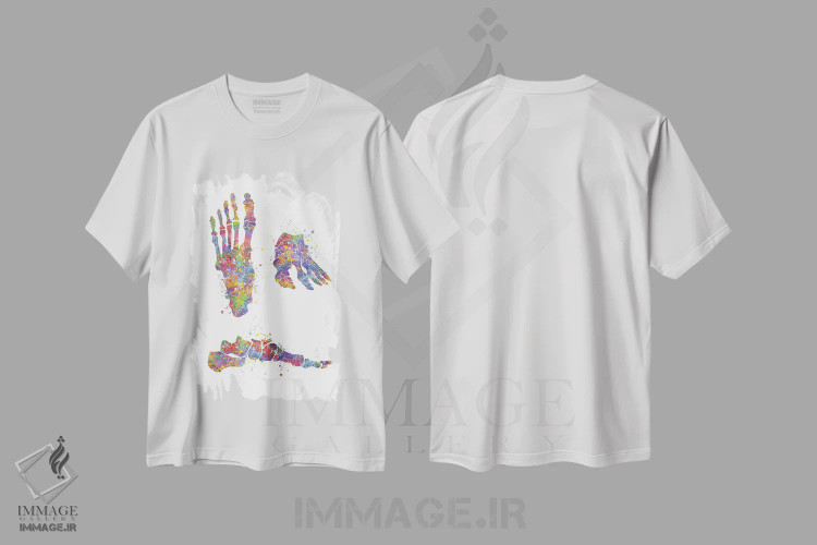 تیشرت سفید طرح دار استخوان پا ۲، هنر دیجیتال اثر جنفی آرت | فروشگاه ایماژ