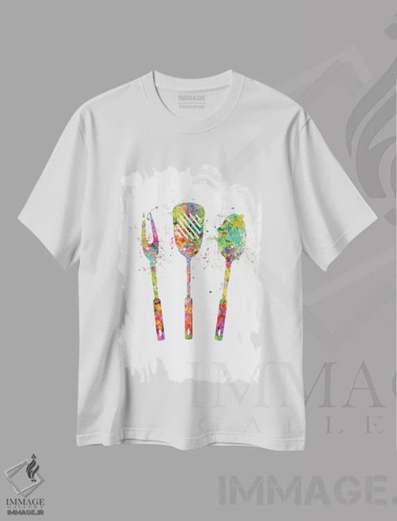 تیشرت سفید طرح دار ابزار گریل و کباب پزی، هنر دیجیتال اثر جنفی آرت | immage.ir