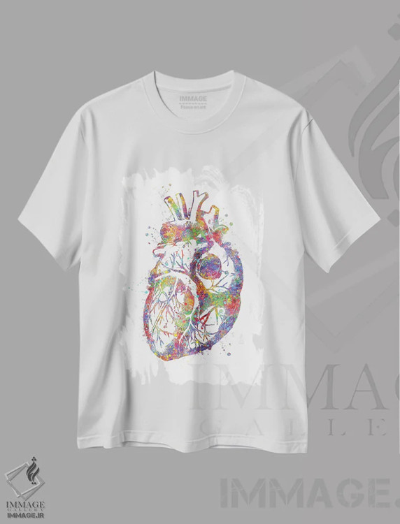 تیشرت سفید طرح دار کالبدشناسی قلب، هنر دیجیتال اثر جنفی آرت | immage.ir
