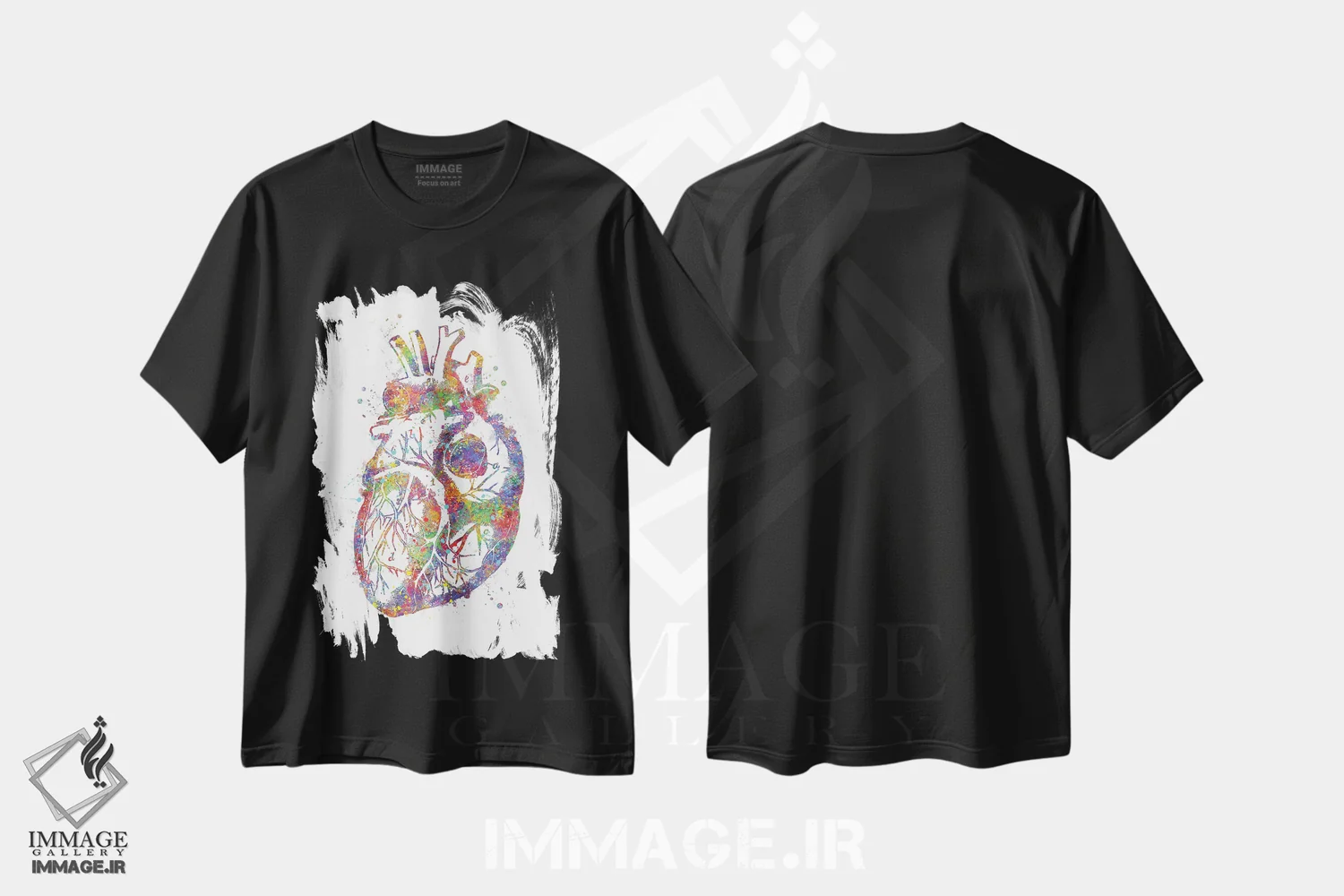 تیشرت مشکی طرح دار کالبدشناسی قلب، هنر دیجیتال اثر جنفی آرت | فروشگاه ایماژ