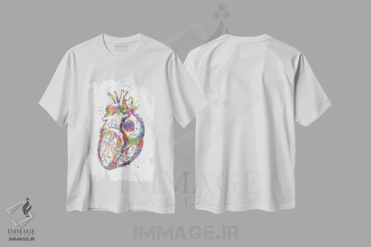 تیشرت سفید طرح دار کالبدشناسی قلب، هنر دیجیتال اثر جنفی آرت | immage.ir