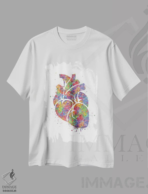 تیشرت سفید طرح دار کالبدشناسی قلب ۳، هنر دیجیتال اثر جنفی آرت | immage.ir