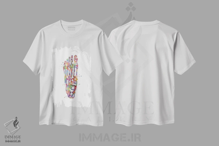 تیشرت سفید طرح دار مفصل پا، هنر دیجیتال اثر جنفی آرت | فروشگاه ایماژ