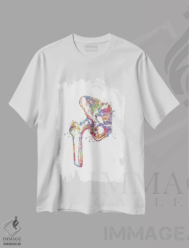 تیشرت سفید طرح دار مفصل لگن، هنر دیجیتال اثر جنفی آرت | فروشگاه ایماژ