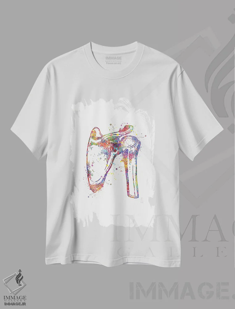 تیشرت سفید طرح دار مفصل شانه، هنر دیجیتال اثر جنفی آرت | فروشگاه ایماژ