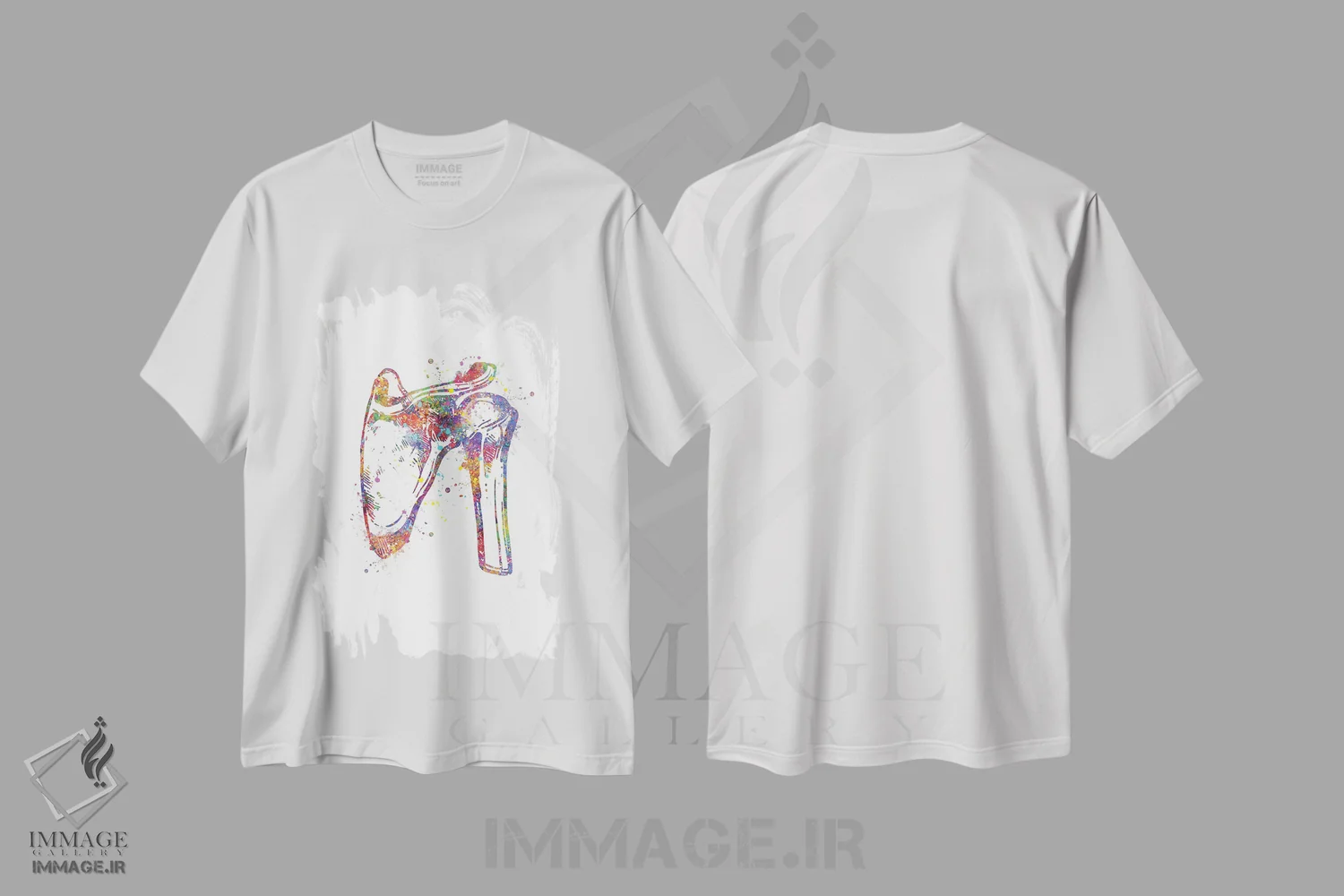 تیشرت سفید طرح دار مفصل شانه، هنر دیجیتال اثر جنفی آرت | فروشگاه ایماژ