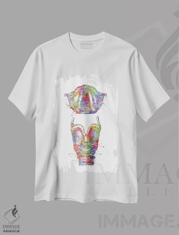 تیشرت سفید طرح دار حنجره، هنر دیجیتال اثر جنفی آرت | immage.ir