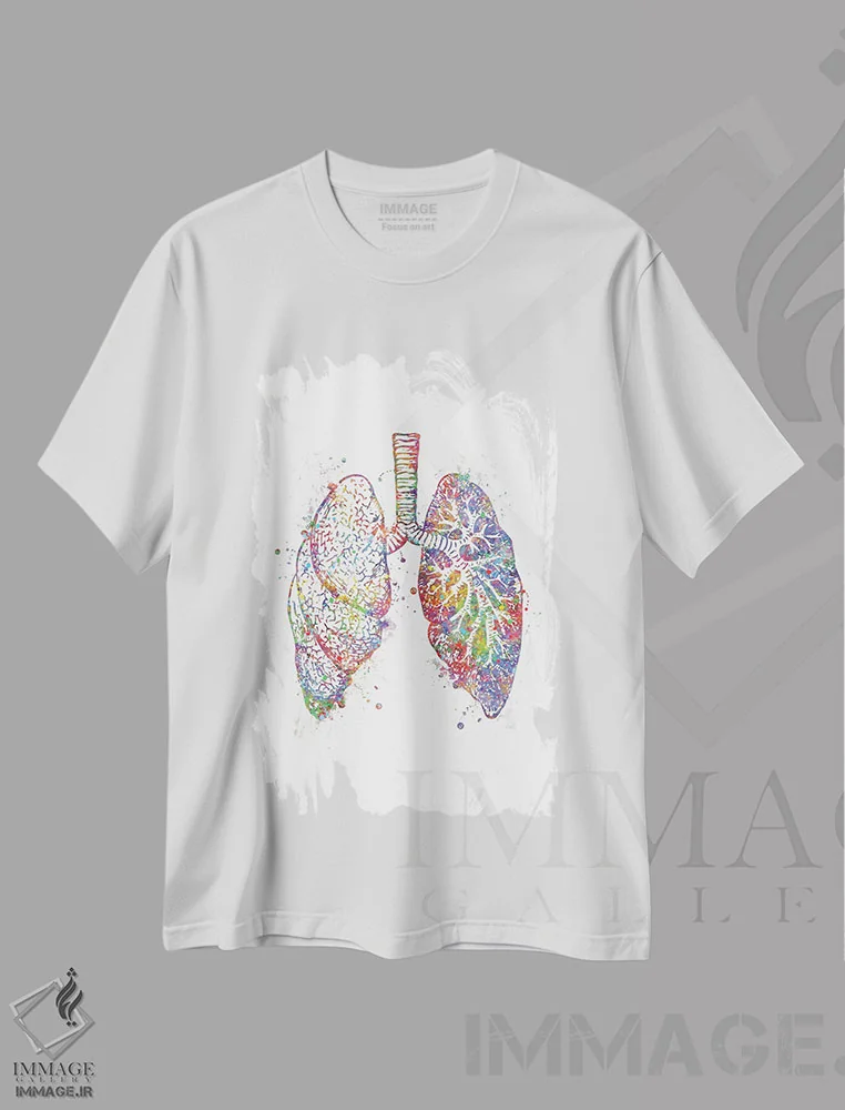 تیشرت سفید طرح دار ریه ها، هنر دیجیتال اثر جنفی آرت | immage.ir