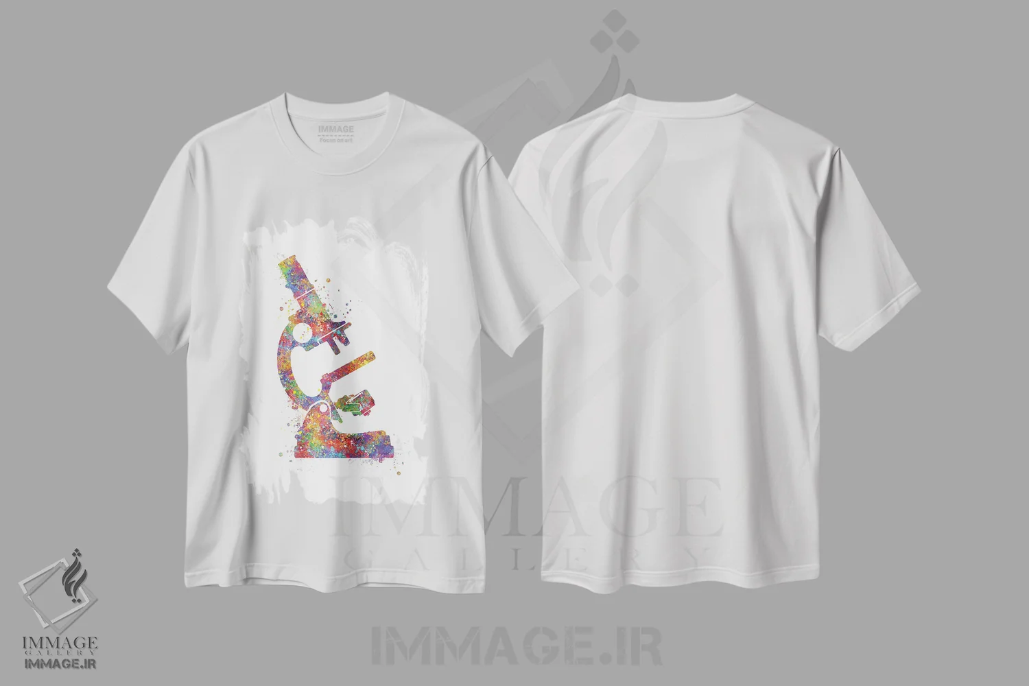 تیشرت سفید طرح دار میکروسکوپ، هنر دیجیتال اثر جنفی آرت | فروشگاه ایماژ