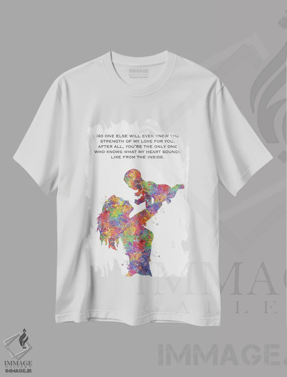 تیشرت سفید طرح دار نقل قول مادر و نوزاد، هنر دیجیتال اثر جنفی آرت | immage.ir