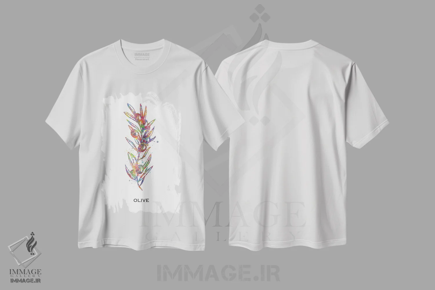 تیشرت سفید طرح دار زیتون، هنر دیجیتال اثر جنفی آرت | فروشگاه ایماژ