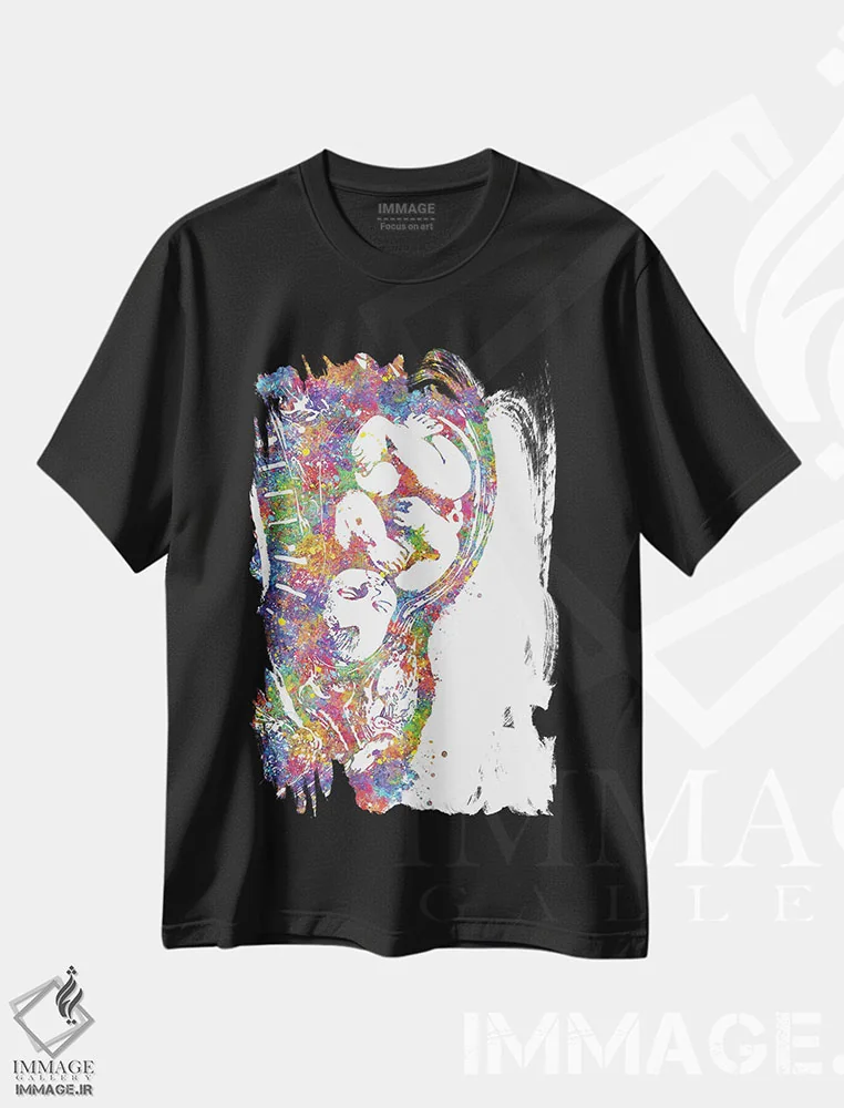 تیشرت مشکی طرح دار بارداری، هنر دیجیتال اثر جنفی آرت | فروشگاه ایماژ