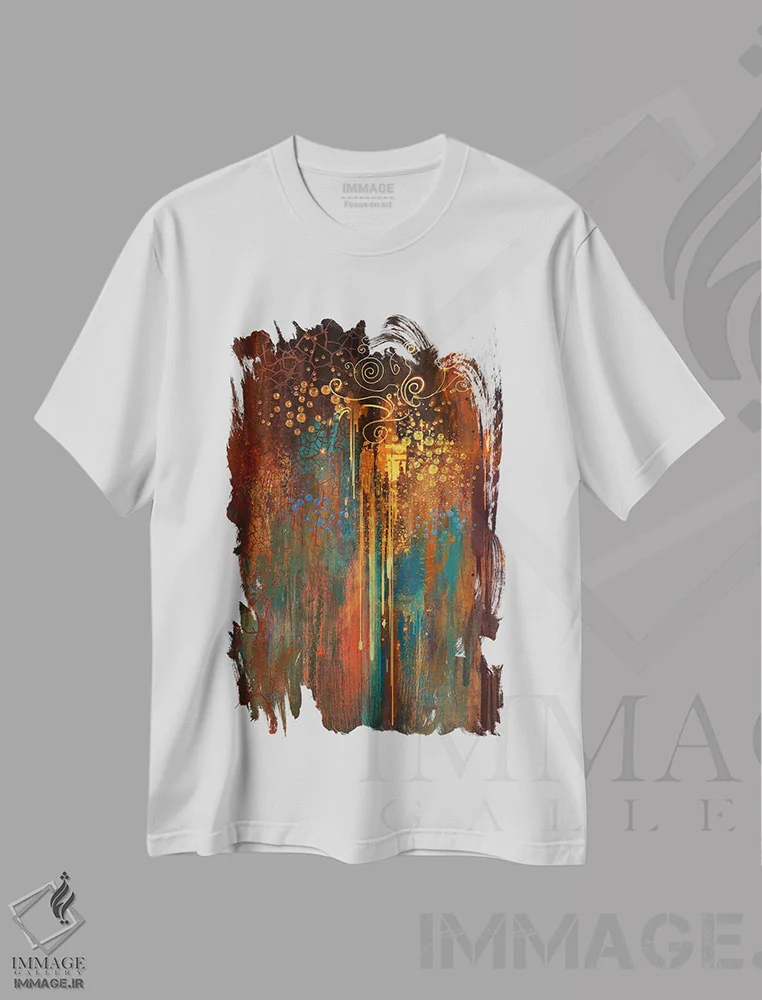 تیشرت سفید طرح دار رشد، آبستره اثر گرندفیلر | immage.ir