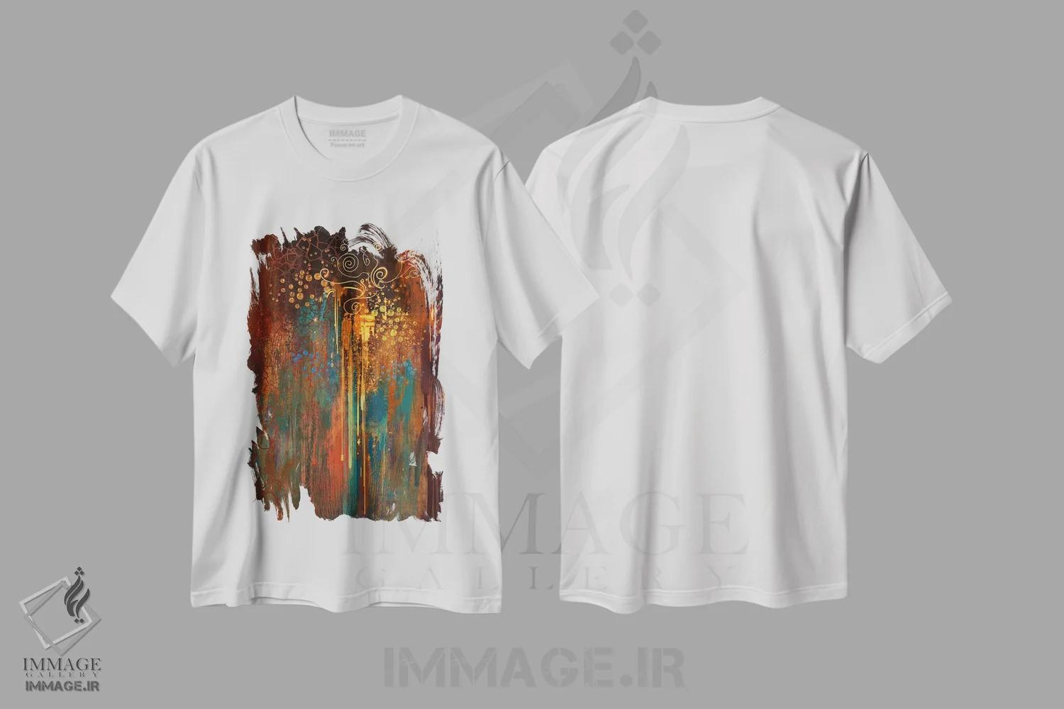 تیشرت سفید طرح دار رشد، آبستره اثر گرندفیلر | immage.ir