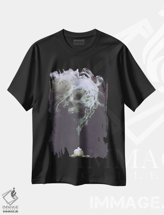 تیشرت مشکی طرح دار دود به شکل جمجمه، دکوراسیون جایگزین اثر گرندفیلر | immage.ir