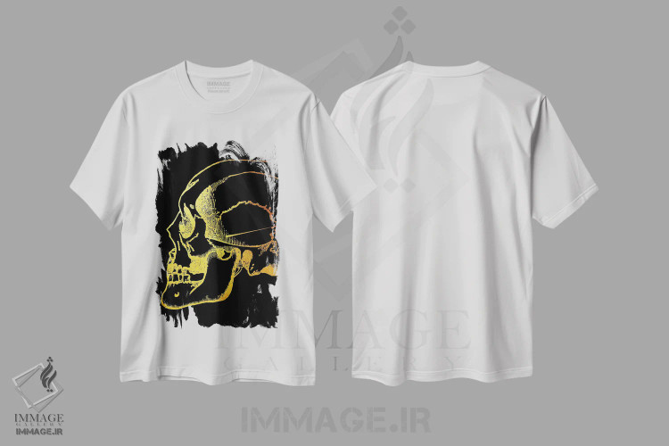 تیشرت سفید طرح دار نمای بغل جمجمه، هنر دیجیتال اثر گب فرناندو | فروشگاه ایماژ