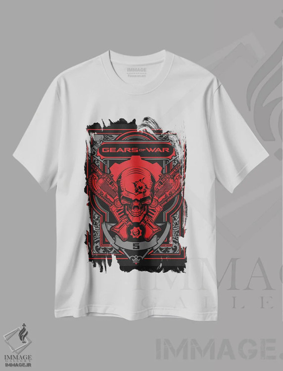 تیشرت سفید طرح دار چرخ دنده های جنگ ۱، هنر دیجیتال اثر گب فرناندو | immage.ir