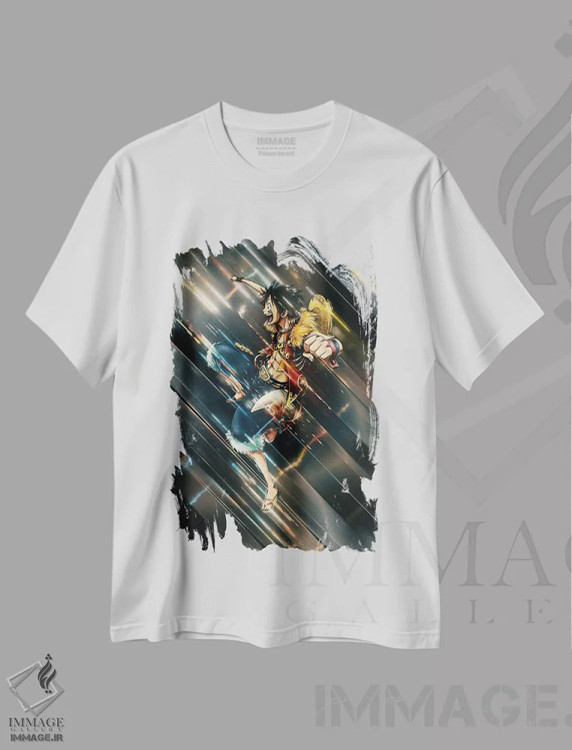 تیشرت سفید طرح دار شمشیر لوفی ۱، تزئینی اثر گب فرناندو | فروشگاه ایماژ