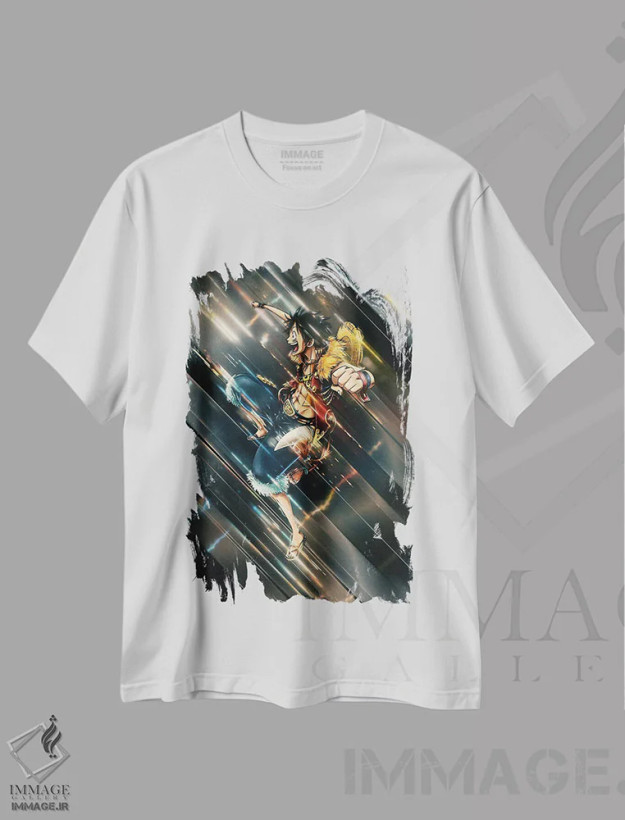 تیشرت سفید طرح دار شمشیر لوفی ۱، تزئینی اثر گب فرناندو | فروشگاه ایماژ