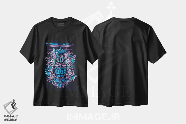 تیشرت مشکی طرح دار مکا ۱۲، دکور آسیایی اثر گب فرناندو | فروشگاه ایماژ