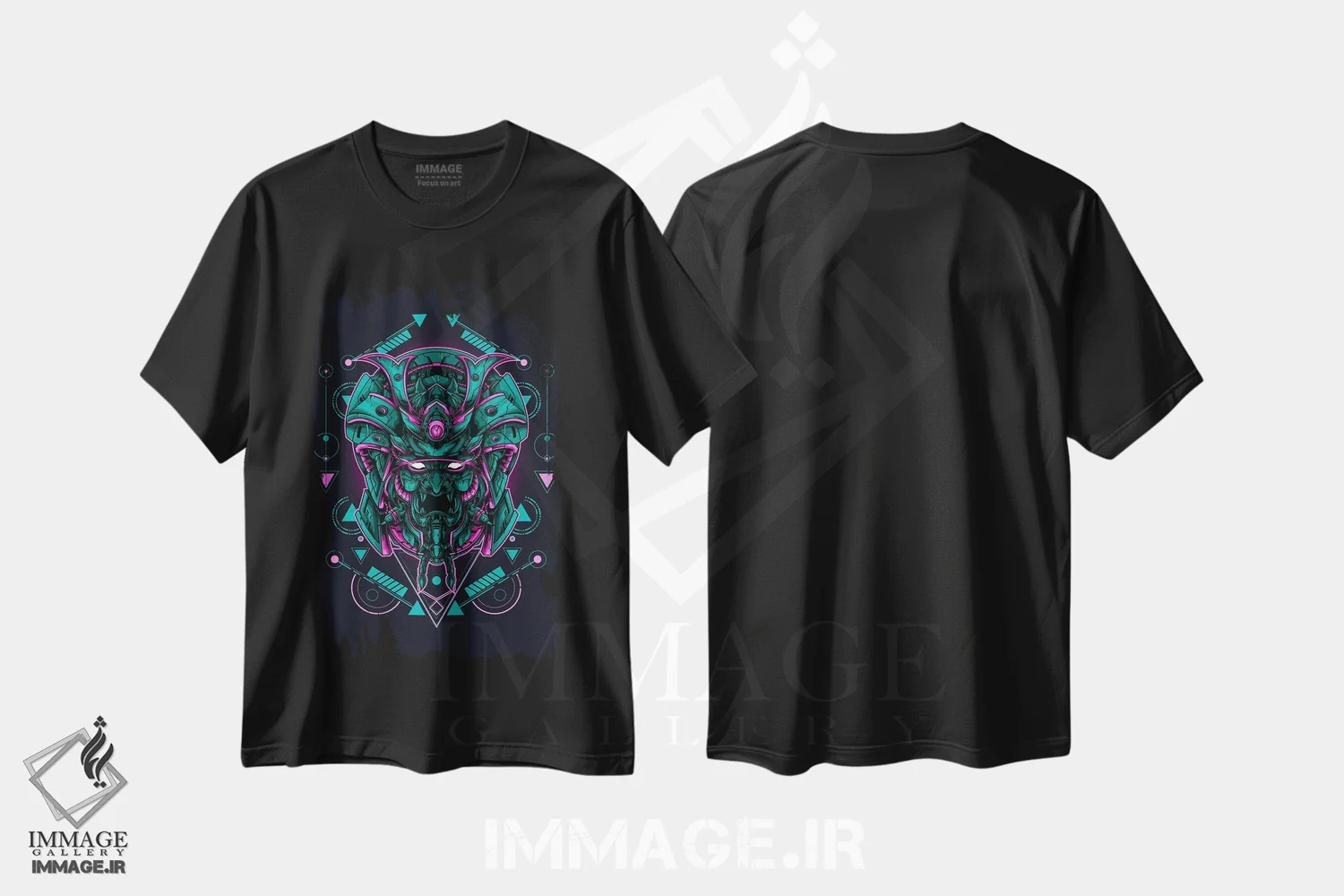 تیشرت مشکی طرح دار مکا ۳۰، دکور آسیایی اثر گب فرناندو | فروشگاه ایماژ