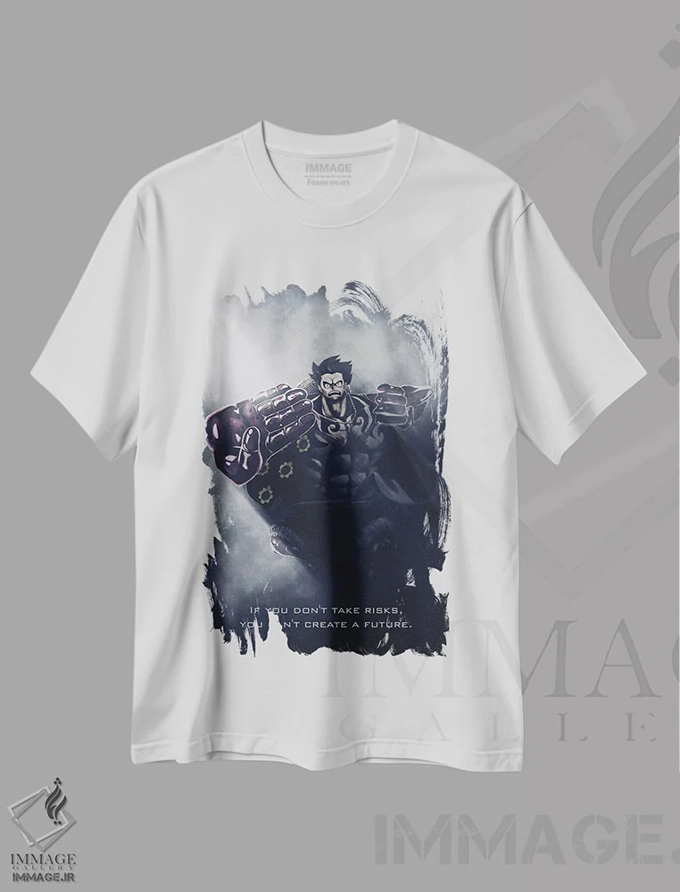 تیشرت سفید طرح دار چرخ دنده چهارم، تزئینی اثر گب فرناندو | immage.ir