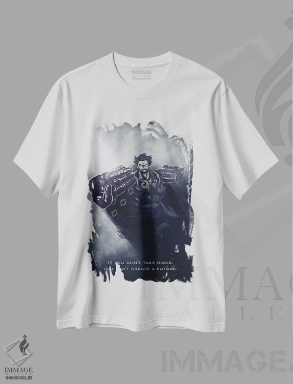 تیشرت سفید طرح دار چرخ دنده چهارم، تزئینی اثر گب فرناندو | immage.ir