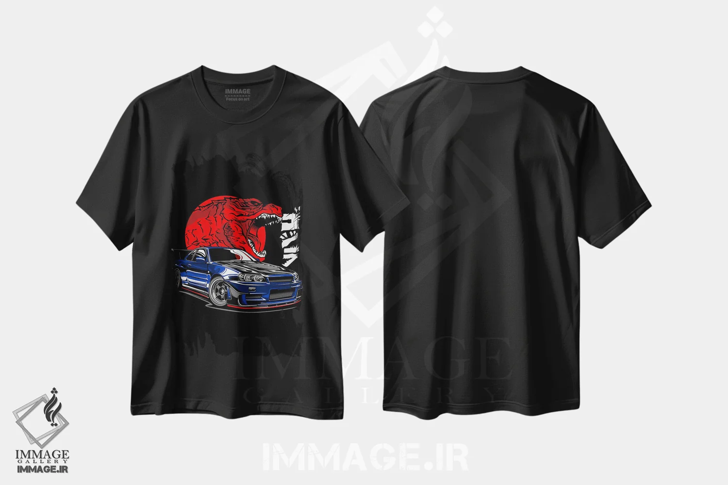 تیشرت مشکی طرح دار ماشین های کلاسیک ۴۹، هنر دیجیتال اثر گب فرناندو | فروشگاه ایماژ