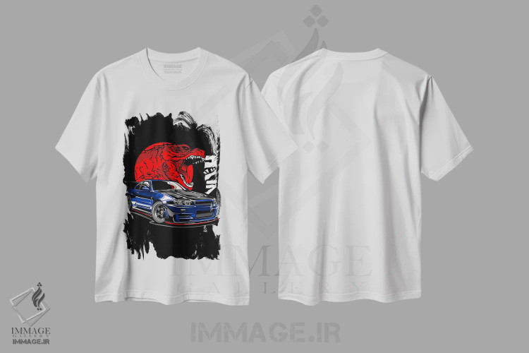 تیشرت سفید طرح دار ماشین های کلاسیک ۴۹، هنر دیجیتال اثر گب فرناندو | immage.ir