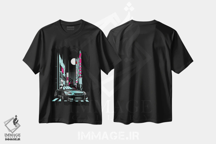 تیشرت مشکی طرح دار ماشین های کلاسیک ۵۴، هنر دیجیتال اثر گب فرناندو | immage.ir