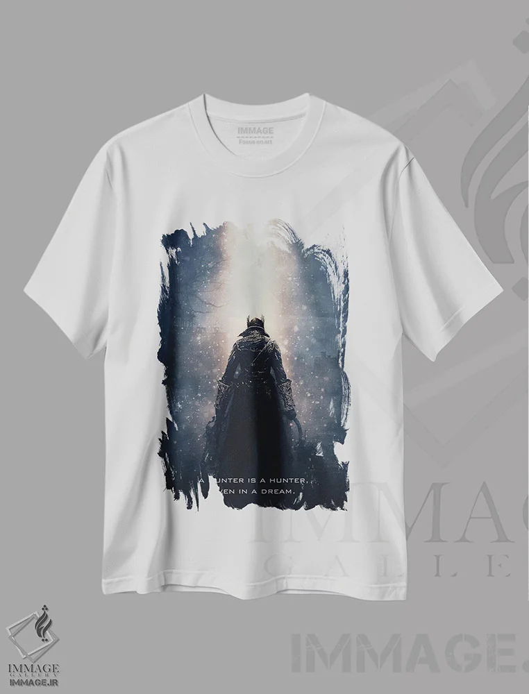 تیشرت سفید طرح دار شکارچی بلادبورن، تزئینی اثر گب فرناندو | فروشگاه ایماژ